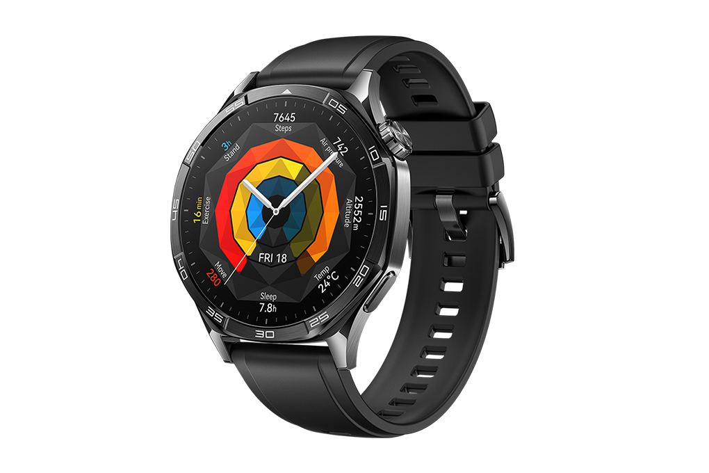 Huawei Watch GT 5 46mm viền thép dây cao su Màu Đen