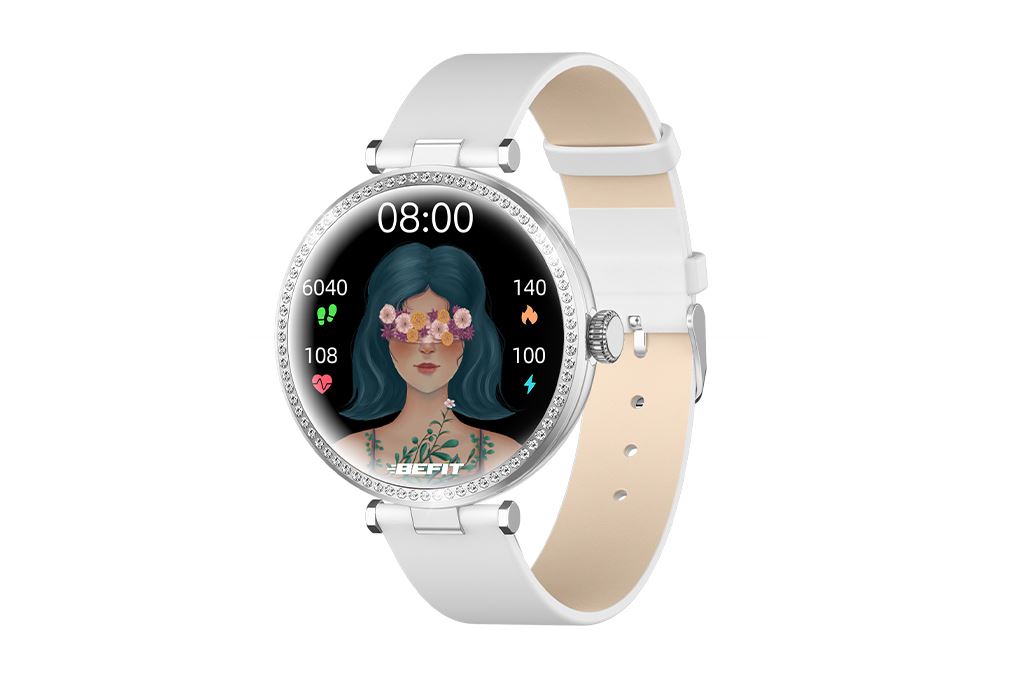 BeFit Luna 33mm dây da Màu Trắng