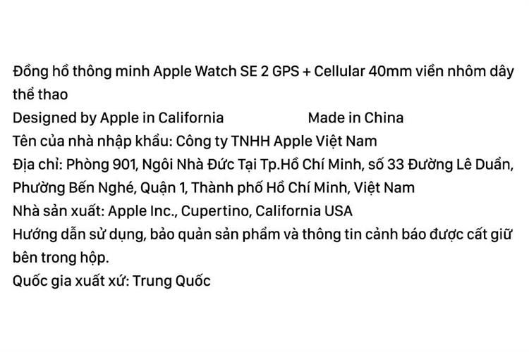 Apple Watch SE 2 GPS + Cellular 40mm viền nhôm Màu Bạc