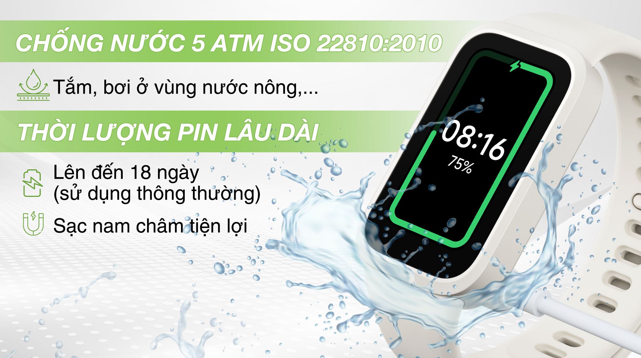 Vòng đeo tay thông minh Mi Band 9 Active - Pin và Chống nước 