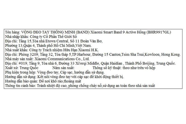 Vòng đeo tay thông minh Mi Band 9 Active Màu Hồng