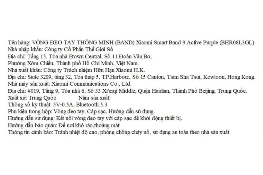 Vòng đeo tay thông minh Mi Band 9 Active Màu Tím