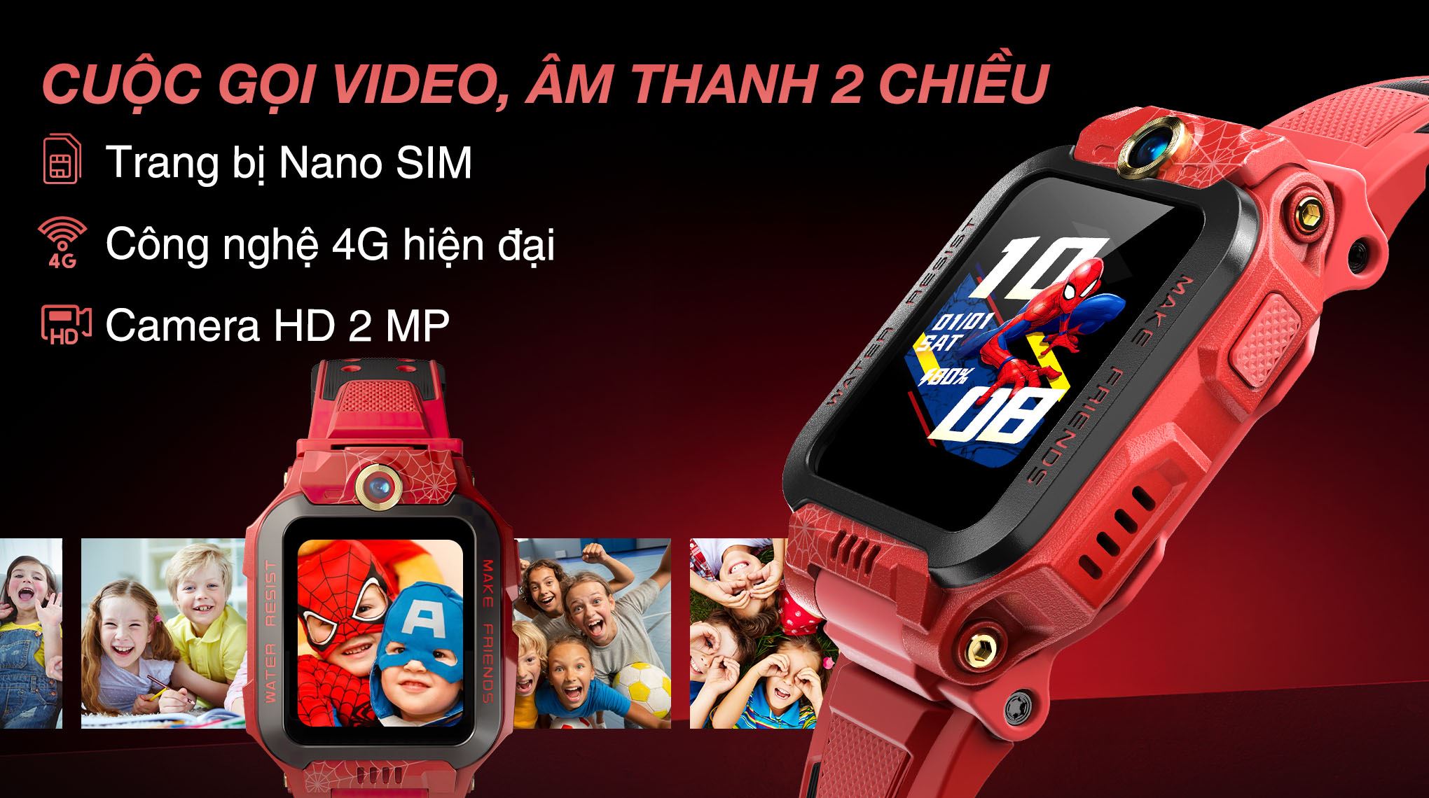 Đồng hồ định vị trẻ em imoo Z7 Spider Man - Nghe gọi 