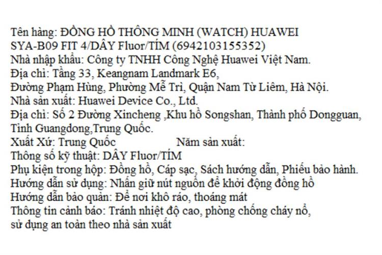 Huawei Watch Fit 4 43mm dây silicone Màu Tím