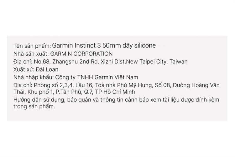 Garmin Instinct 3 50mm dây silicone Màu Đen