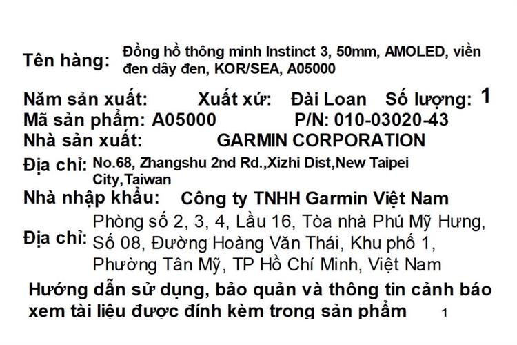 Garmin Instinct 3 50mm dây silicone Màu Đen - xanh dương