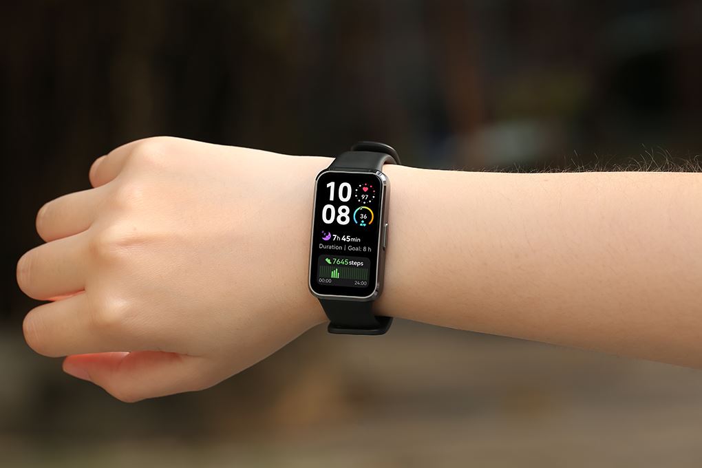 Vòng đeo tay thông minh Huawei Band 10 viền nhôm Màu Đen
