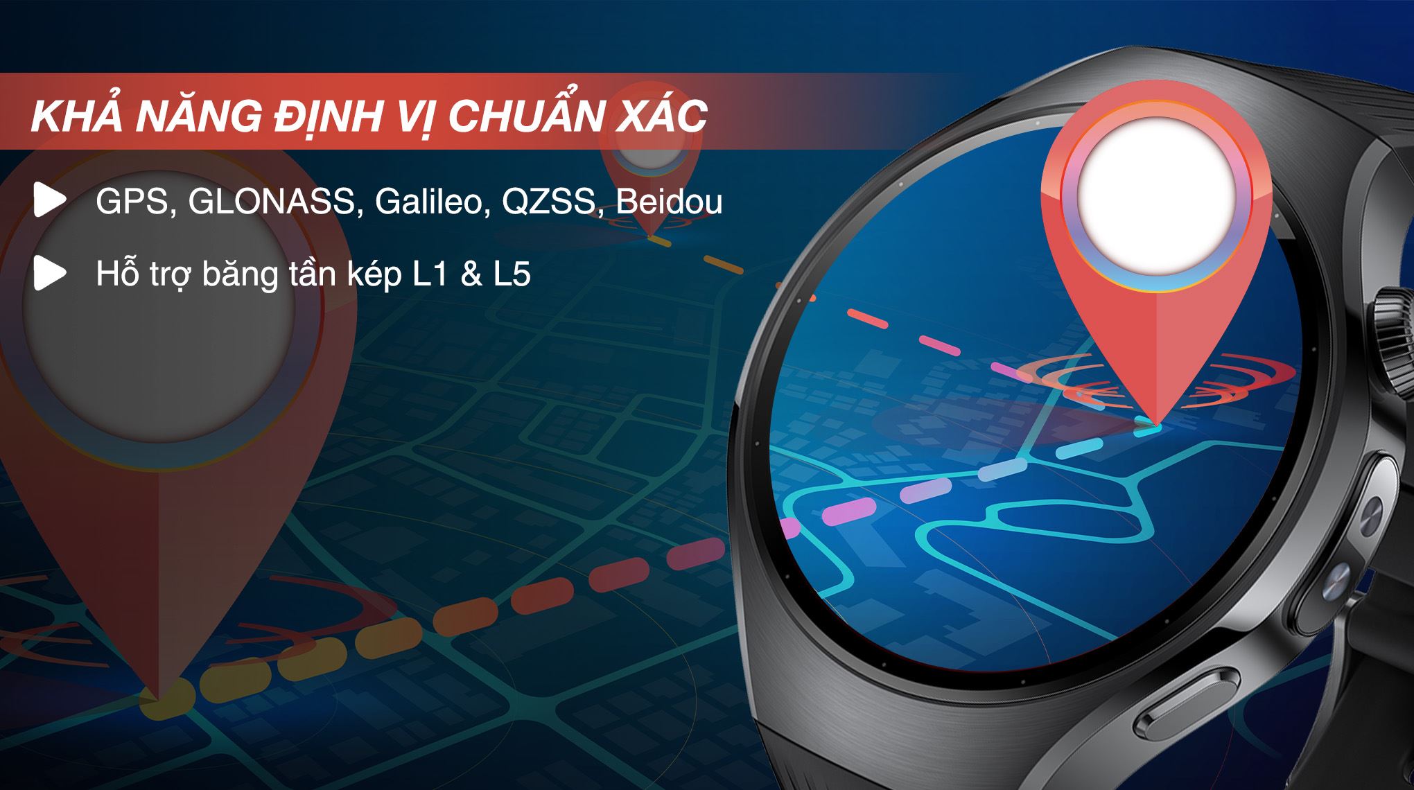 Huawei Watch 5 46mm dây cao su - Định vị Huawei Watch 5 46mm dây cao su - Định vị