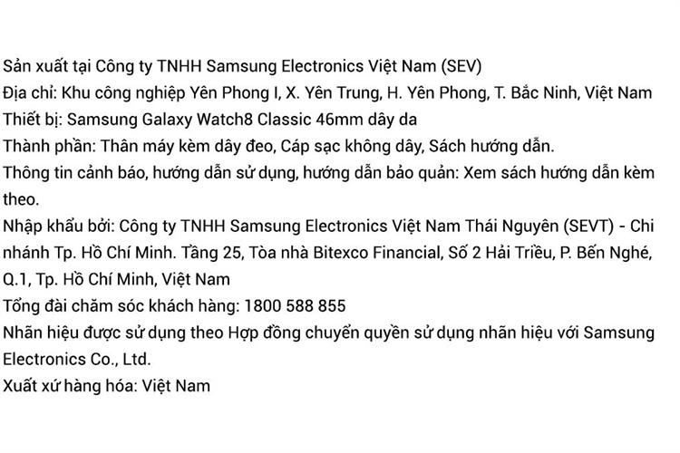 Samsung Galaxy Watch8 Classic 46mm dây da Màu Đen