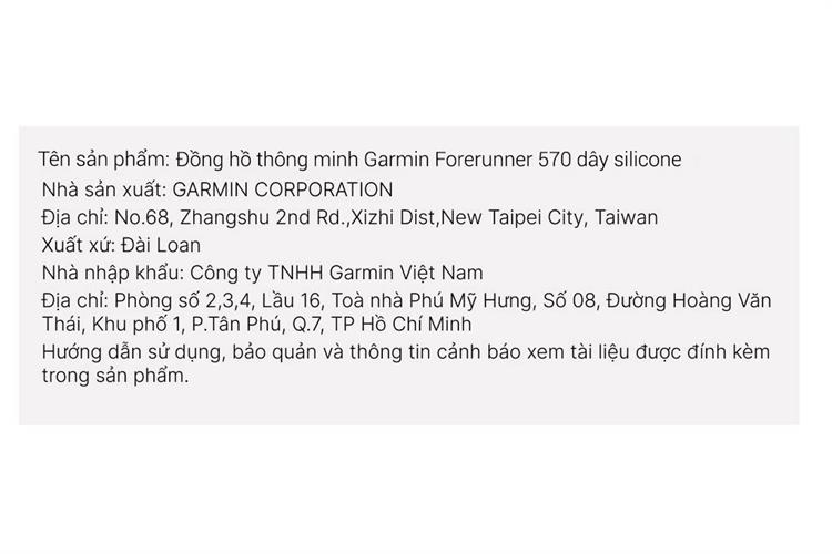 Garmin Forerunner 570 47mm dây silicone Màu Đen