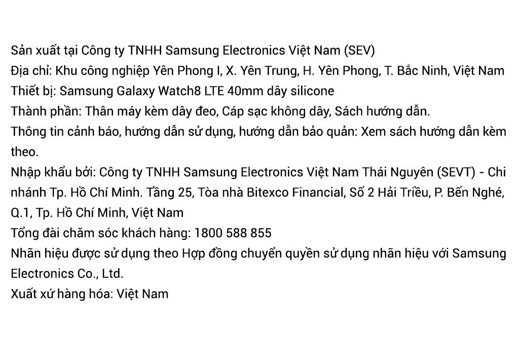 Samsung Galaxy Watch8 LTE 40mm dây silicone Màu Trắng
