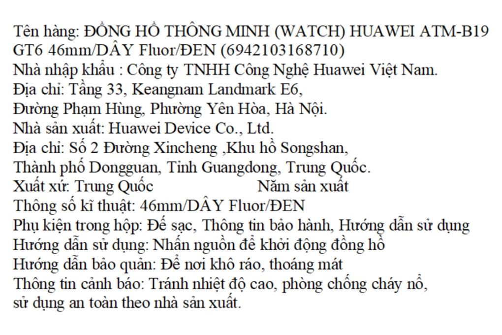 Huawei Watch GT 6 46mm viền thép dây cao su Màu Đen
