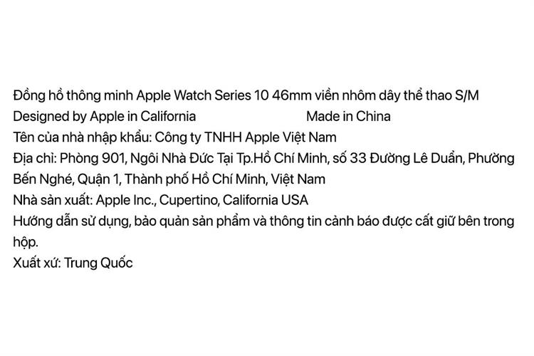 Apple Watch Series 10 GPS 46mm viền nhôm dây thể thao S/M Màu Đen