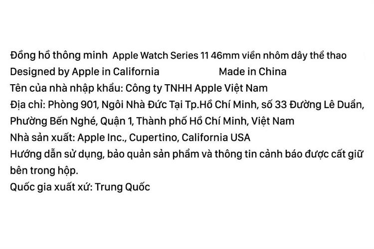 Apple Watch Series 11 GPS 46mm viền nhôm dây thể thao Màu Xám