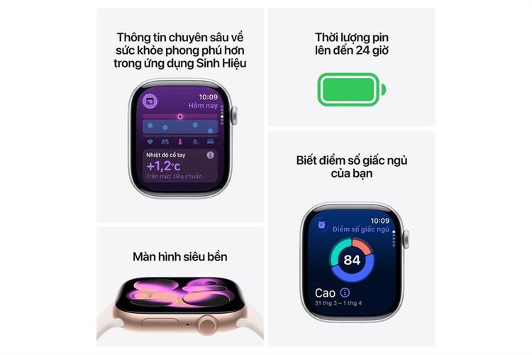 Apple Watch Series 11 GPS 46mm viền nhôm dây thể thao Màu Đen bóng