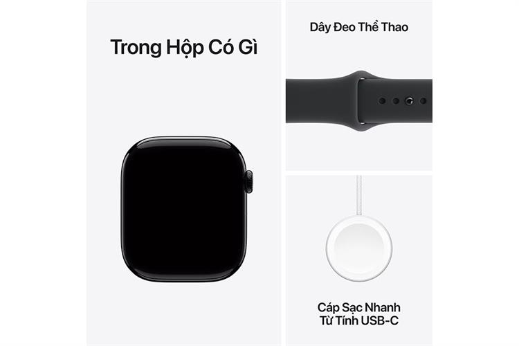 Apple Watch Series 11 GPS 46mm viền nhôm dây thể thao Màu Đen bóng