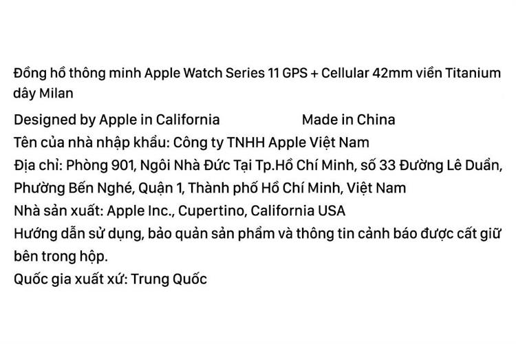 Apple Watch Series 11 GPS + Cellular 42mm viền Titanium dây Milan Màu Titan xám