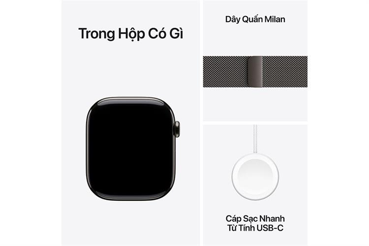 Apple Watch Series 11 GPS + Cellular 42mm viền Titanium dây Milan Màu Titan xám
