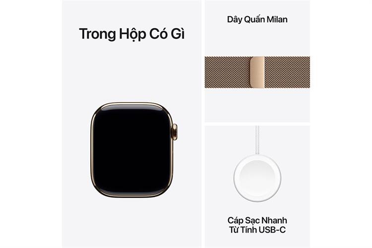 Apple Watch Series 11 GPS + Cellular 46mm viền Titanium dây Milan Màu Titan vàng