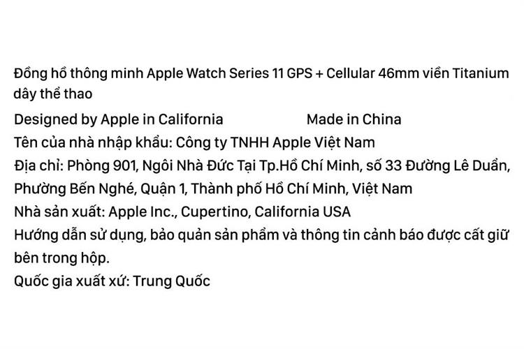 Apple Watch Series 11 GPS + Cellular 46mm viền Titanium dây thể thao Màu Titan tự nhiên