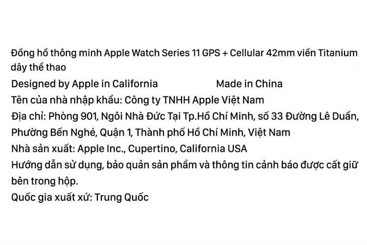 Apple Watch Series 11 GPS + Cellular 42m viền Titanium dây thể thao Màu Titan xám