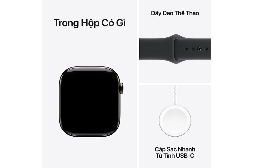 Apple Watch Series 11 GPS + Cellular 42mm viền Titanium dây thể thao Màu Titan xám