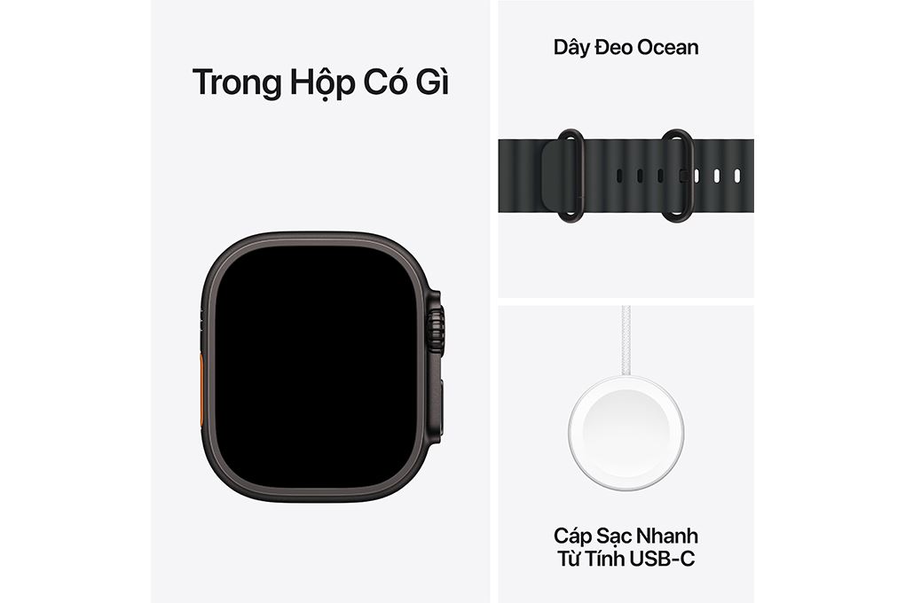 Apple Watch Ultra 3 GPS + Cellular 49mm viền Titanium dây Ocean Màu Titan đen