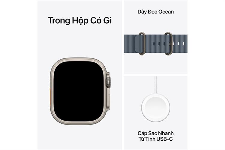 Apple Watch Ultra 3 GPS + Cellular 49mm viền Titanium dây Ocean Màu Titan tự nhiên