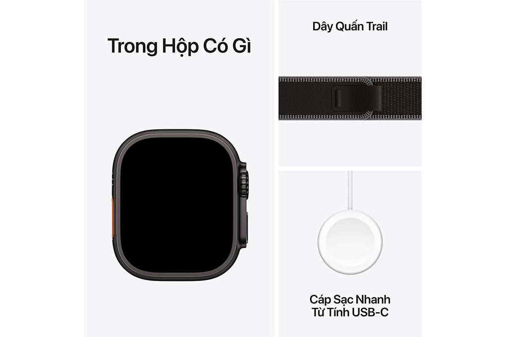 Apple Watch Ultra 3 GPS + Cellular 49mm viền Titanium dây Trail Màu Titan đen