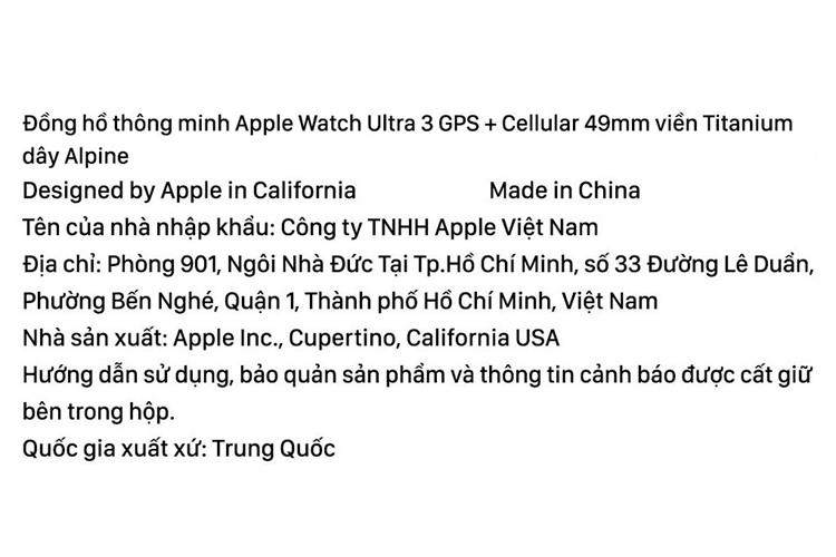 Apple Watch Ultra 3 GPS + Cellular 49mm viền Titanium dây Alpine Màu Titan tự nhiên