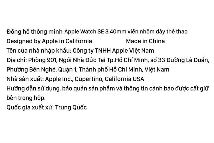Apple Watch SE 3 GPS 40mm viền nhôm dây thể thao Màu Xanh đen