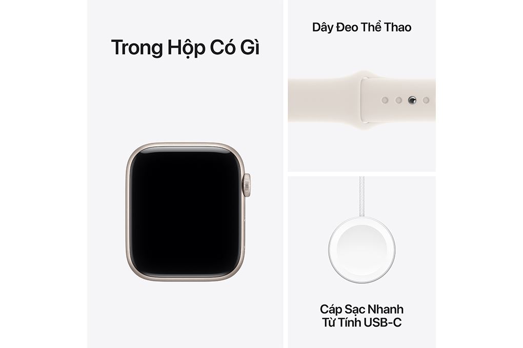 Apple Watch SE 3 GPS 40mm viền nhôm dây thể thao Màu Trắng Starlight