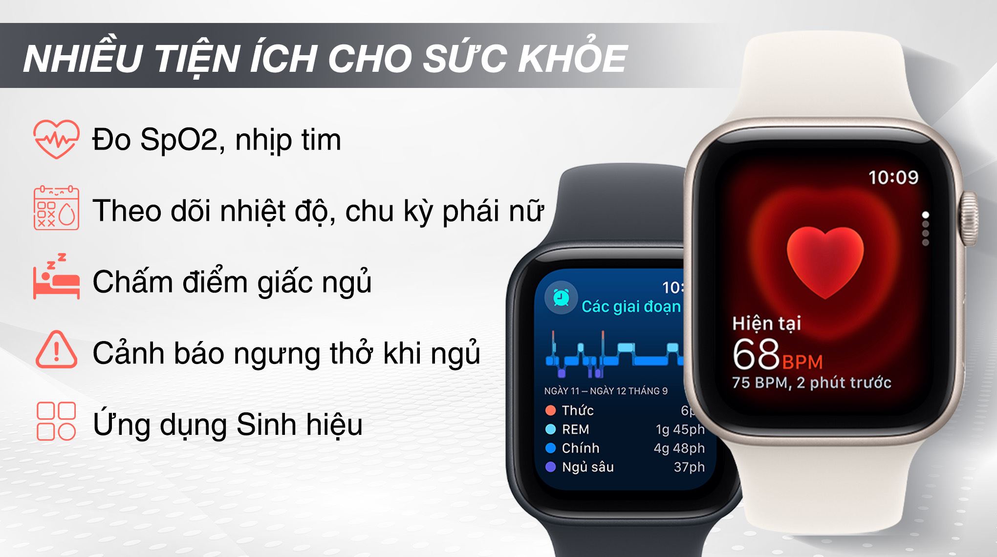 Apple Watch SE 3 44mm viền nhôm dây thể thao - Sức khỏe