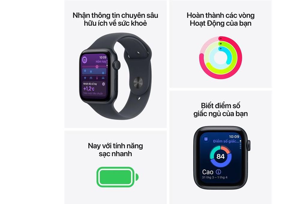 Apple Watch SE 3 GPS 44mm viền nhôm dây thể thao Màu Xanh đen