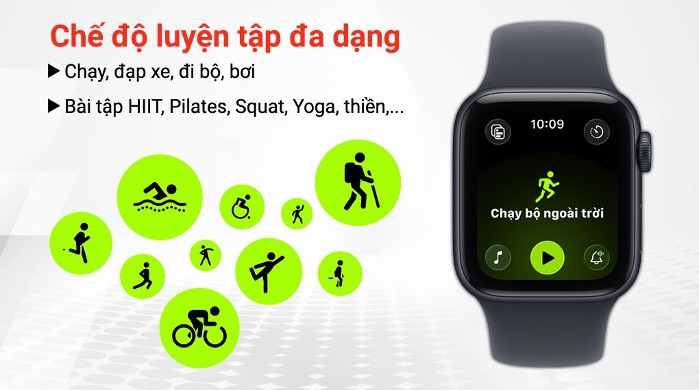 Apple Watch SE 3 GPS + Cellular 44mm viền nhôm dây thể thao - Tập luyện Apple Watch SE 3 GPS + Cellular 44mm viền nhôm dây thể thao - Tập luyện