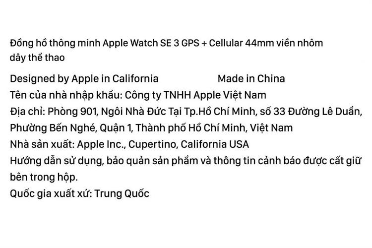 Apple Watch SE 3 GPS + Cellular 44mm viền nhôm dây thể thao Màu Trắng Starlight