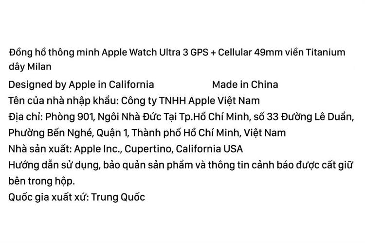 Apple Watch Ultra 3 GPS + Cellular 49mm viền Titanium dây Milan Màu Titan tự nhiên