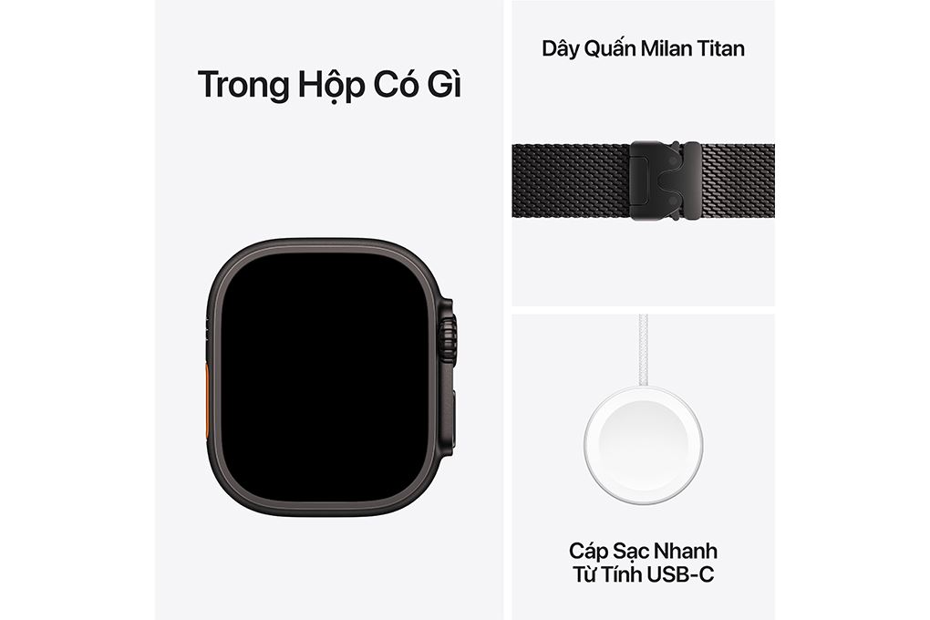 Apple Watch Ultra 3 GPS + Cellular 49mm viền Titanium dây Milan Màu Titan đen