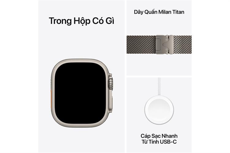 Apple Watch Ultra 3 GPS + Cellular 49mm viền Titanium dây Milan Màu Titan tự nhiên