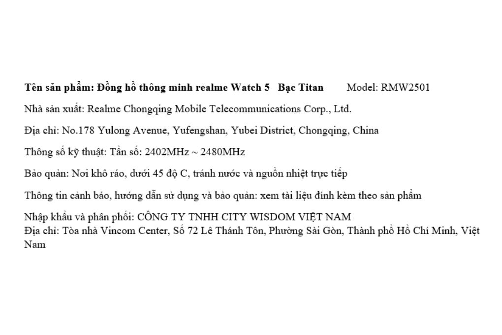 realme Watch 5 50mm dây silicone Màu Bạc
