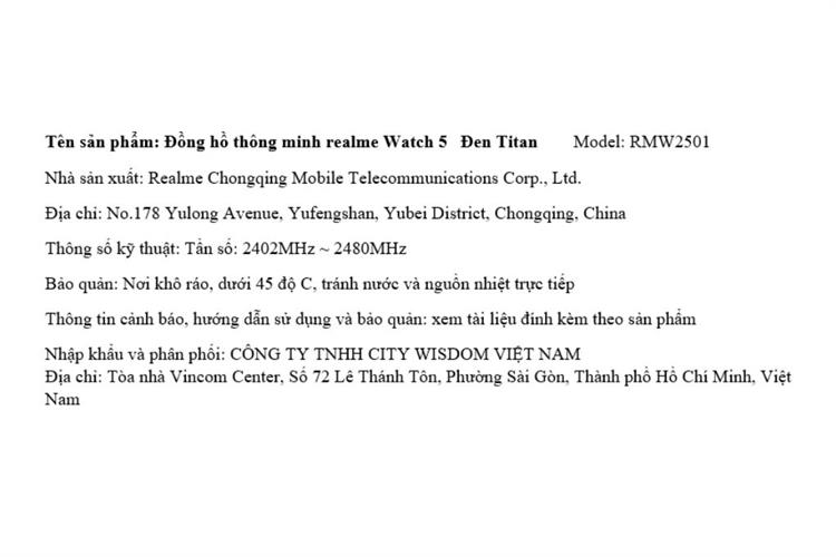 realme Watch 5 50mm dây silicone Màu Đen