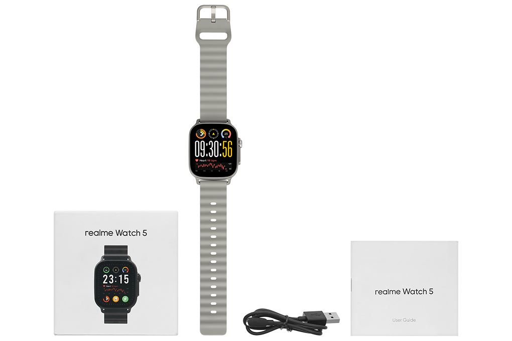 realme Watch 5 50mm dây silicone Màu Bạc