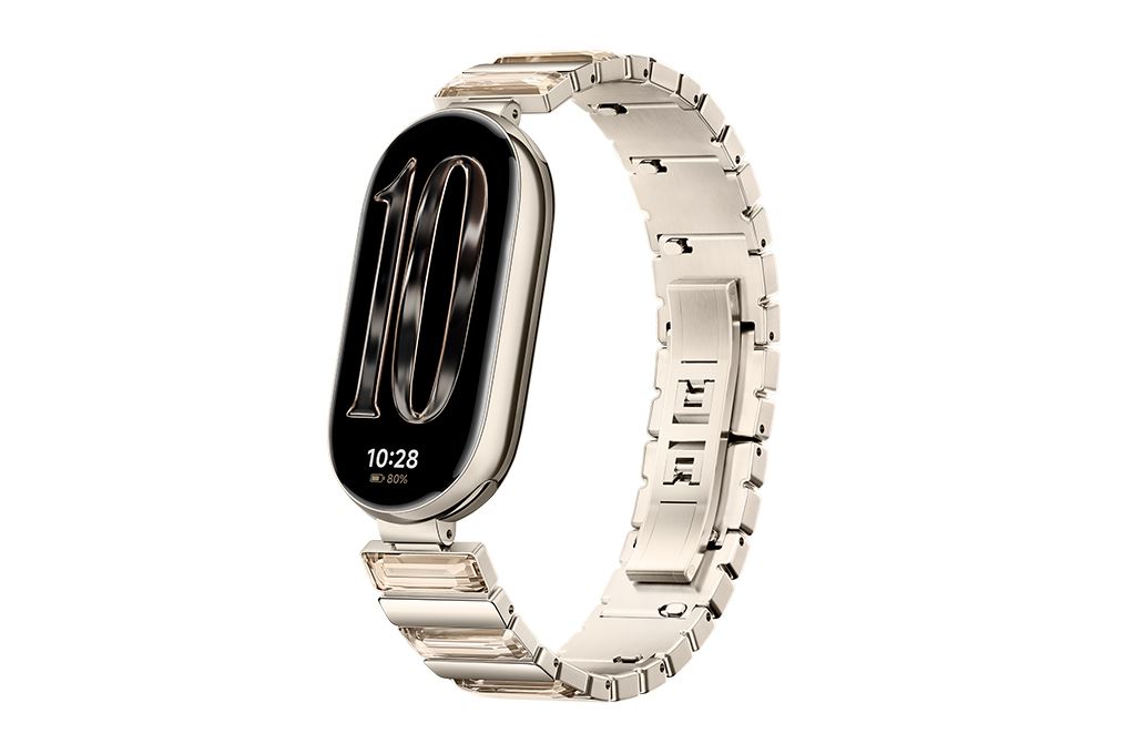Vòng đeo tay thông minh Mi Band 10 viền nhôm dây kim loại Màu Vàng đồng