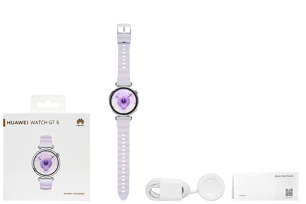 Huawei Watch GT 6 41mm viền thép dây cao su Màu Tím