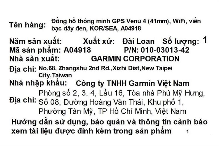 Garmin Venu 4 41mm dây silicone Màu Đen