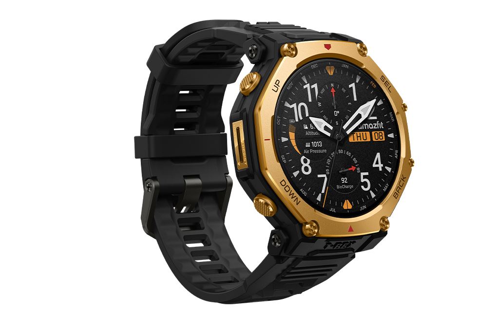 Amazfit T-Rex 3 Pro 48mm dây silicone Màu Đen - Vàng đồng