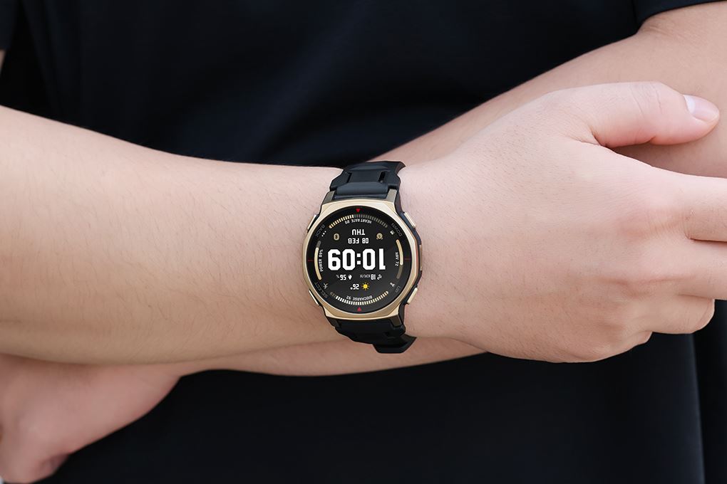 Amazfit T-Rex 3 Pro 44mm dây silicone Màu Đen - Vàng đồng