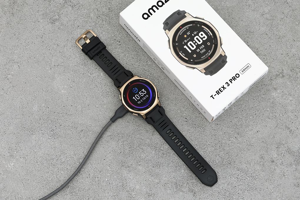 Amazfit T-Rex 3 Pro 44mm dây silicone Màu Đen - Vàng đồng