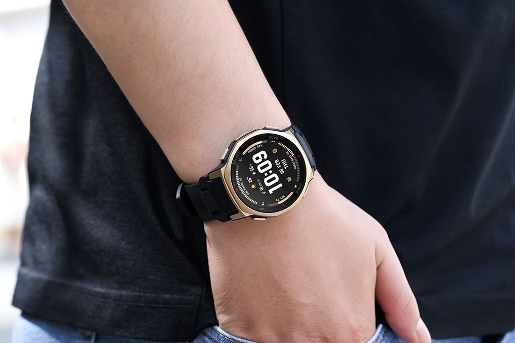 Amazfit T-Rex 3 Pro 44mm dây silicone Màu Đen - Vàng đồng