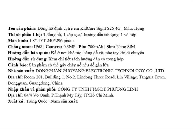 Đồng hồ định vị trẻ em Kidcare Sight S26 4G Màu Hồng